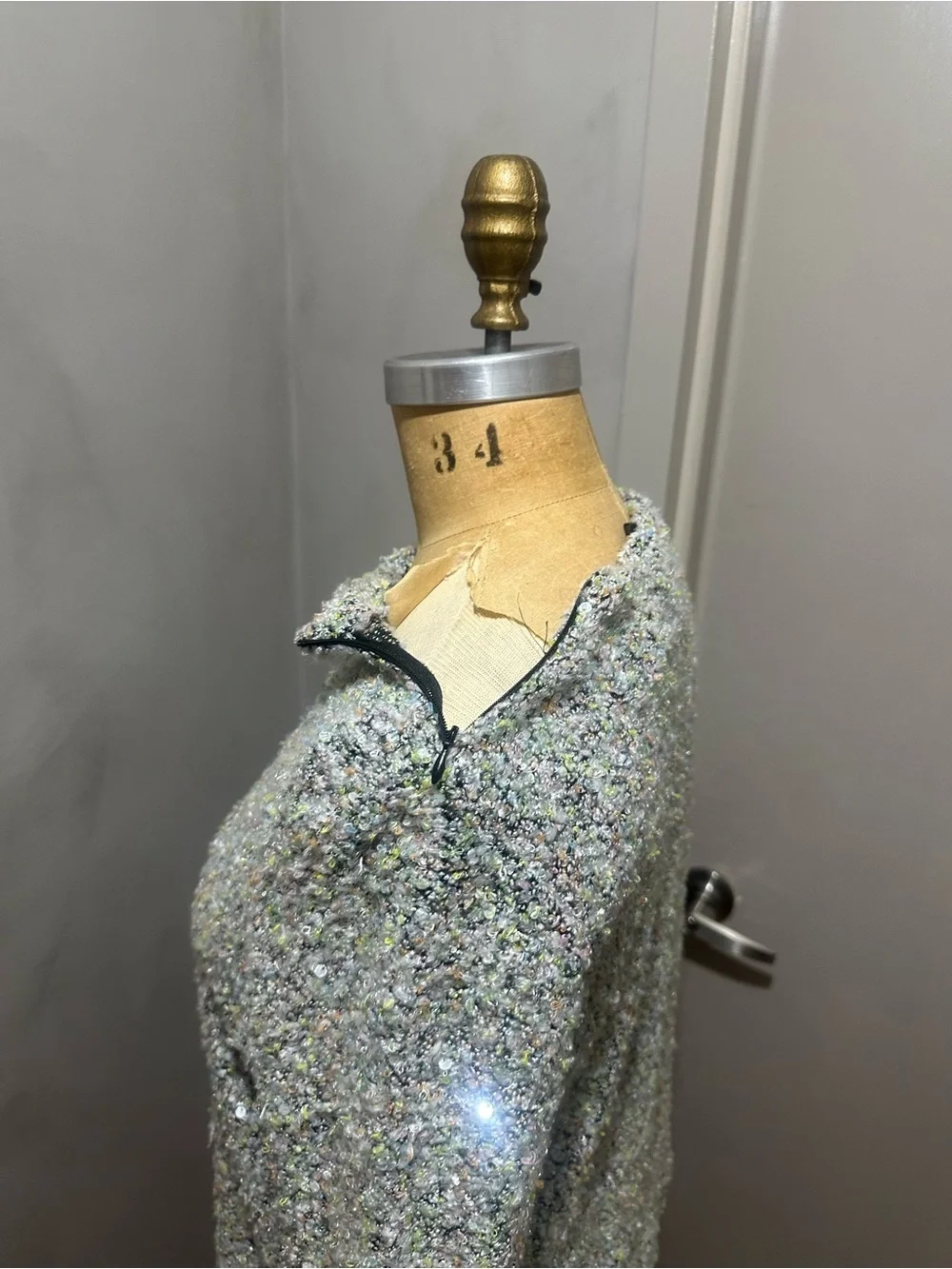 Zara Tweed Metallic Silver-Blend Sweater and Skirt Set